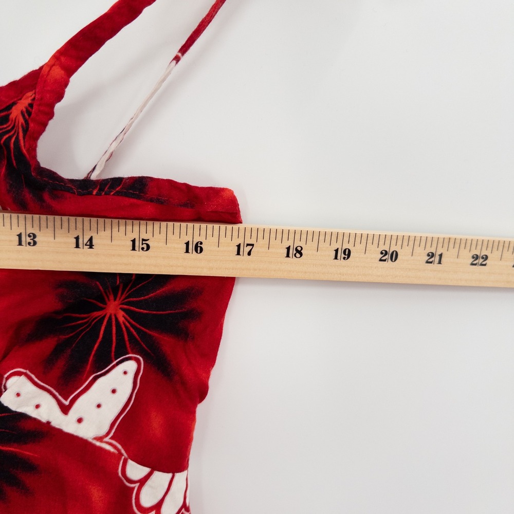 Vintage Y2K Sun Dress Womens L Red Fitted Seashell 90s Tropical‎ Beach Surfer - Picture 10 of 10
